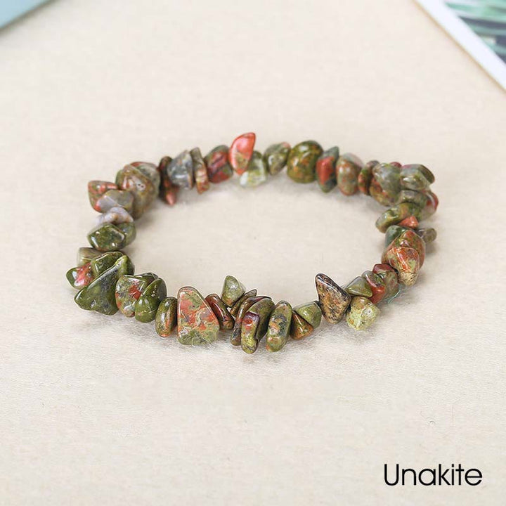 Bracelet apaisant et chaleureux en pierre de cristal de forme irrégulière naturelle - Unakite (Tour de poignet : 15-16 cm) - image 66