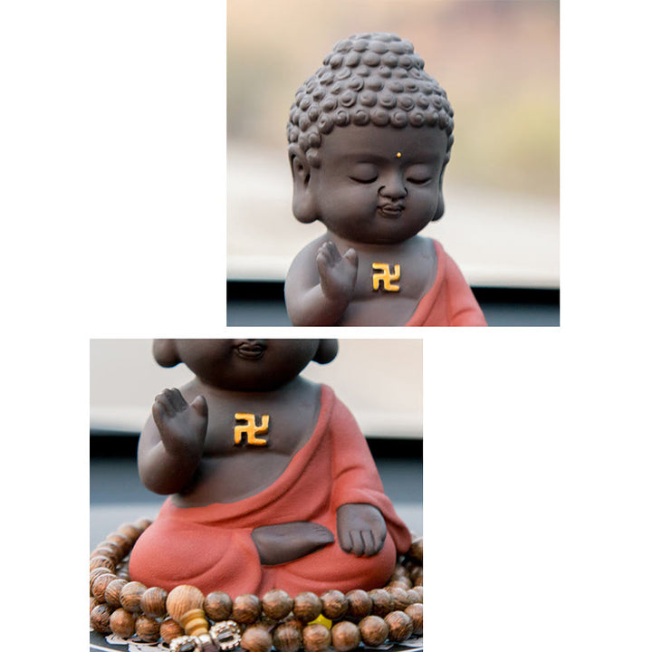 Buddha Stones Petit Bouddha Sérénité Argile violette Décoration de bureau à domicile