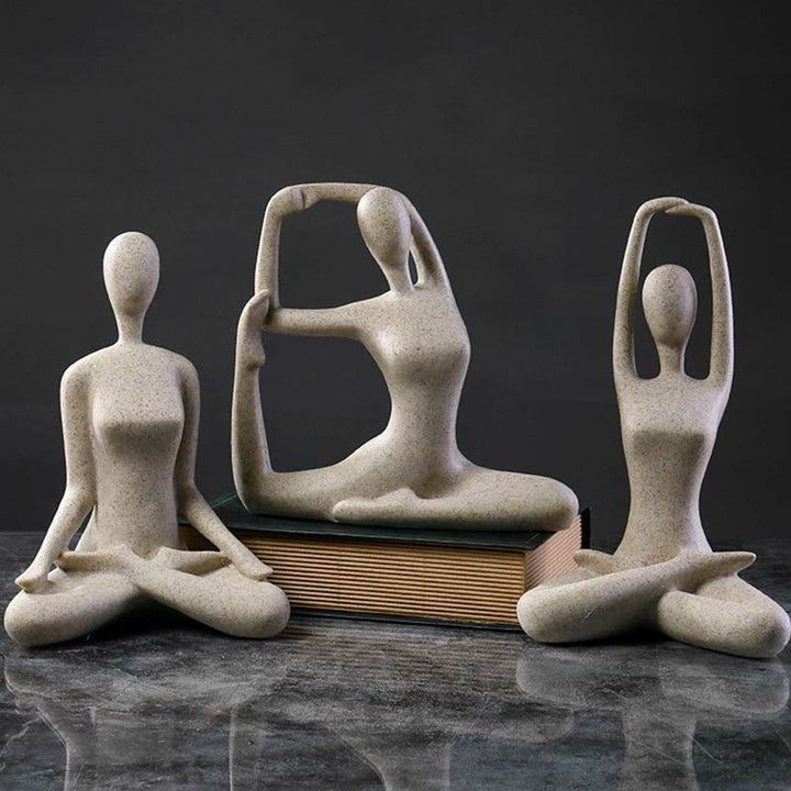 Sculpture abstraite en résine représentant un exercice de méditation et de yoga, décoration de bureau