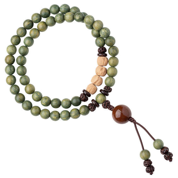 Bracelet de paix positive en bois de santal vert