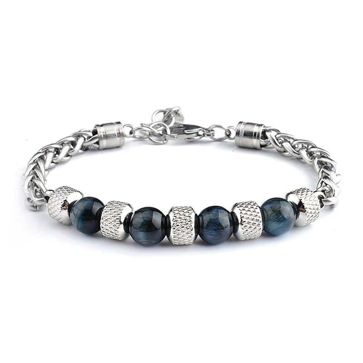 Bracelet courageux en perles d'onyx noir et œil de tigre Buddha Stones - Œil de tigre noir 8 mm - image 8