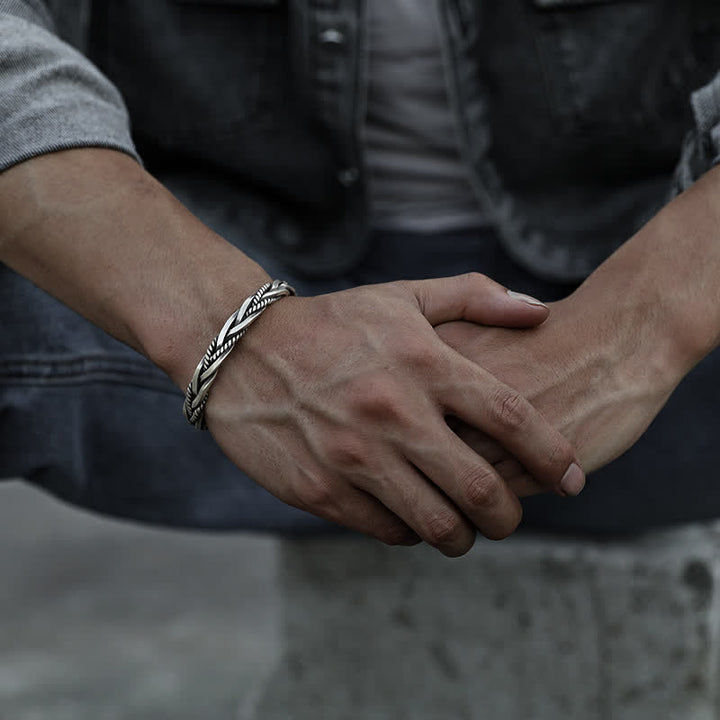 Bracelet d'équilibre en cuivre tressé torsadé de style viking Buddha Stones
