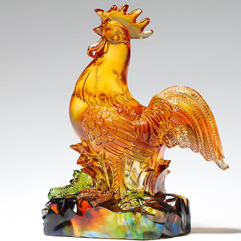 Pièce d'art en cristal de coq Liuli faite à la main, décoration d'intérieur - image 1