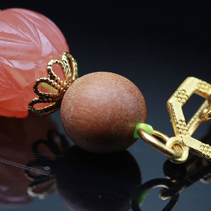 Bracelet d'abondance porte-bonheur en jade Hetian naturel, ambre, lotus, agate rouge