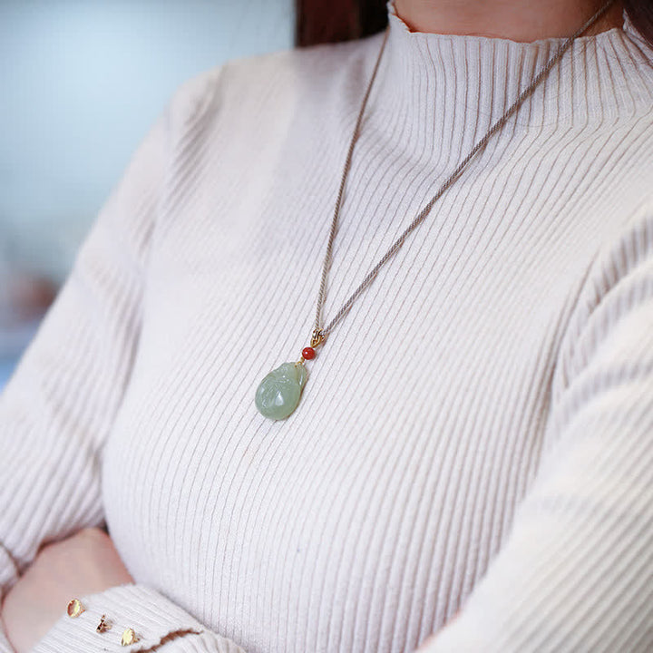 Collier pendentif en jade Hetian Bouddha rieur pour la prospérité et la richesse