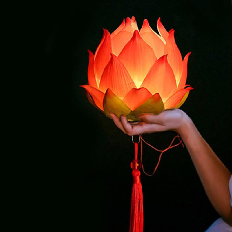 Lampe à pompon en forme de lanterne en forme de Buddha Stones et de fleur de lotus à faire soi-même