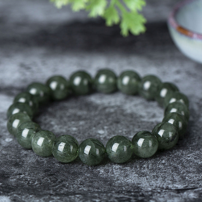 Bracelet de bénédiction et de richesse en cristal vert naturel Buddha Stones - Vert foncé - 10 mm - image 7