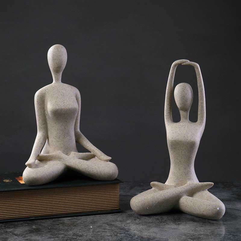 Sculpture abstraite en résine représentant un exercice de méditation et de yoga, décoration de bureau