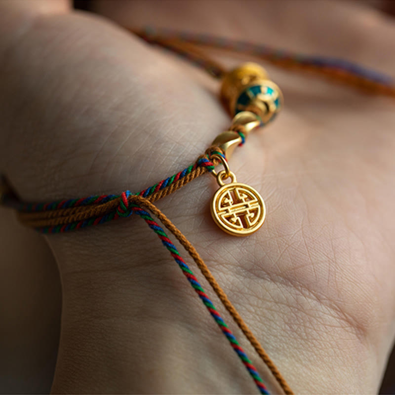 Bracelet tibétain en Buddha Stones fait à la main avec roue de prière Om Mani Padme Hum et cordon de protection