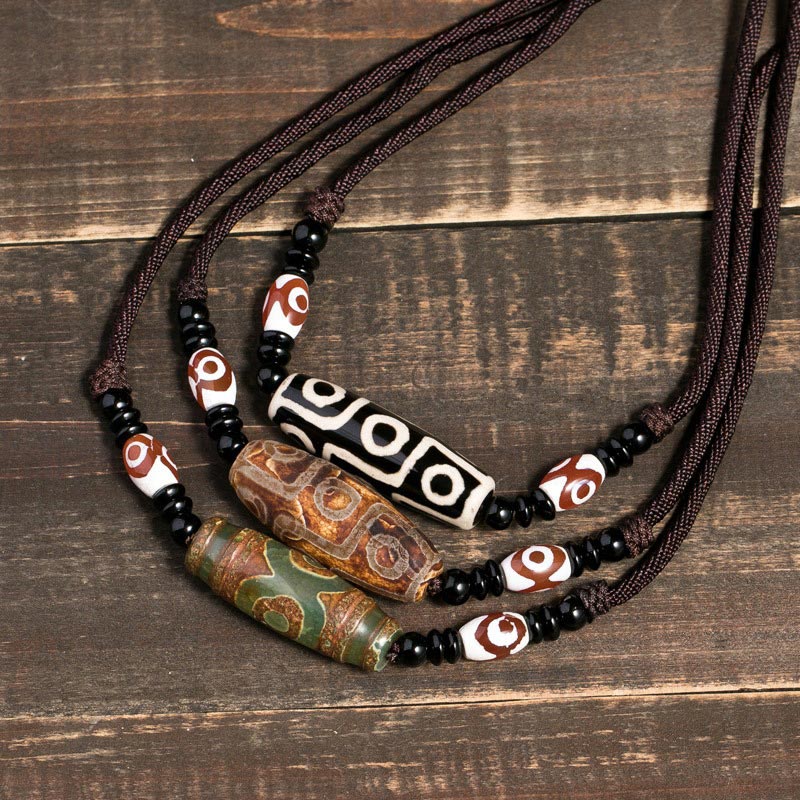 Collier de protection en perles tibétaines à neuf yeux Dzi Buddha Stones - image 0