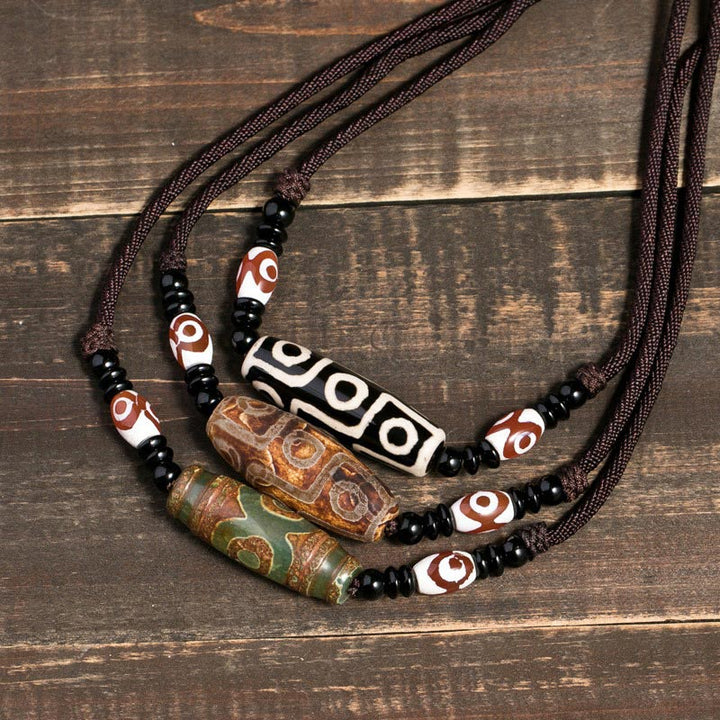 Collier de protection en perles tibétaines à neuf yeux Dzi Buddha Stones - image 0