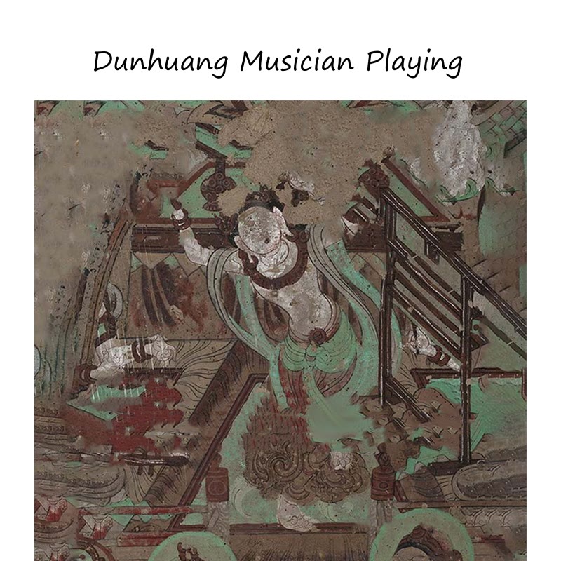 Écharpe en soie de mûrier 100 % Buddha Stones et musiciens de Dunhuang jouant des fresques Châle en soie Dunhuang de qualité supérieure 6A