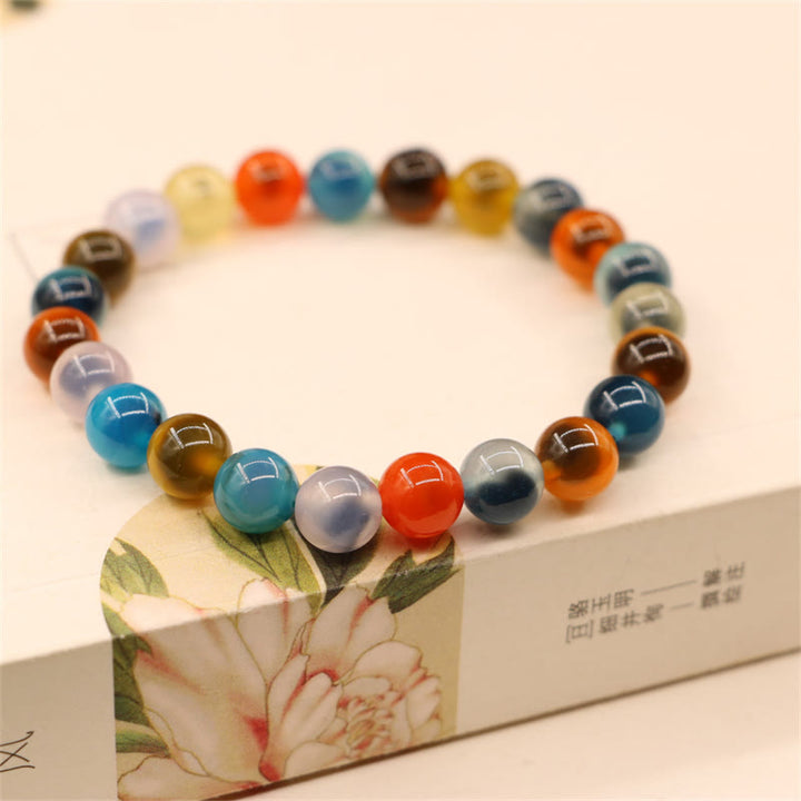 Bracelet de perles de guérison en agate bonbon colorée