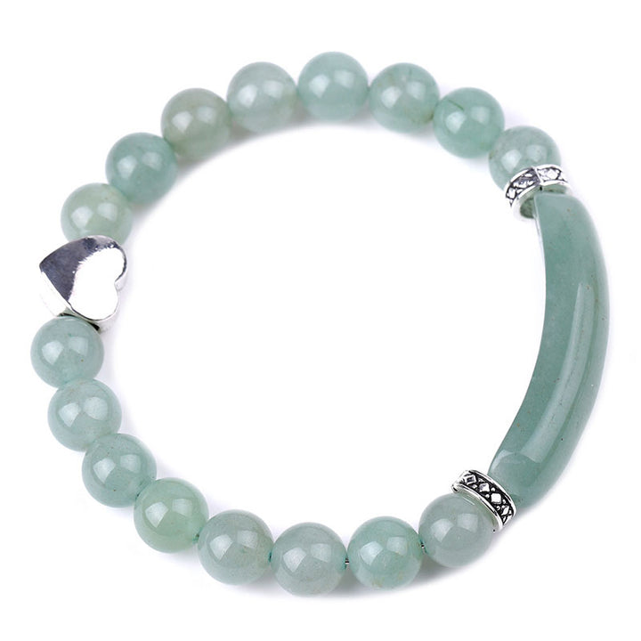 Bracelet unisexe en forme de cœur avec perles en cristal naturel