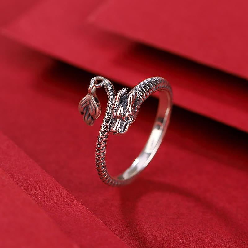 Bague ajustable en argent sterling 925 Buddha Stones , vintage, année du dragon, protection, force