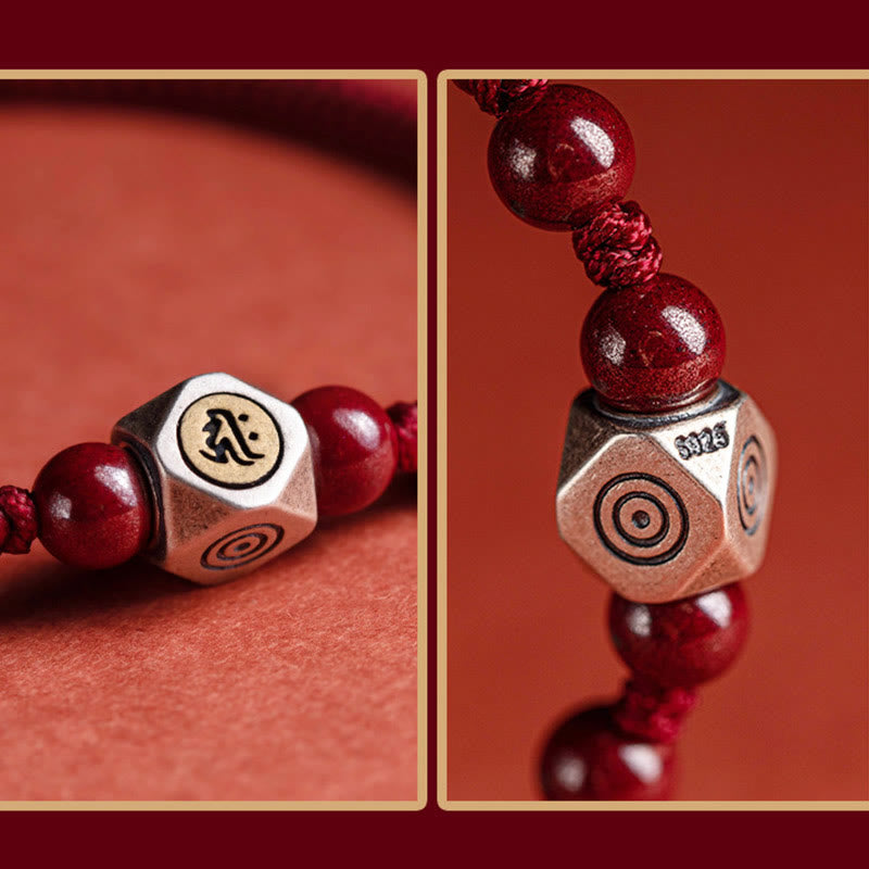 Bracelet en argent sterling 925 et cinabre, symbole du zodiaque chinois, Buddha Stones et symbole de calme. - image 3