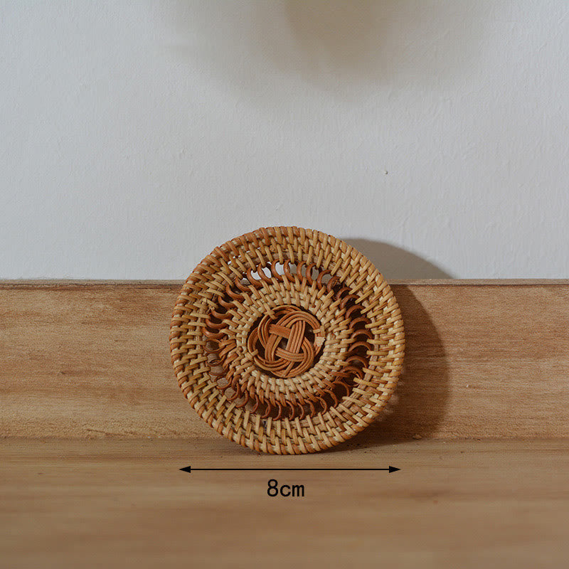 Dessous de verre en rotin à motif de fleurs en céramique