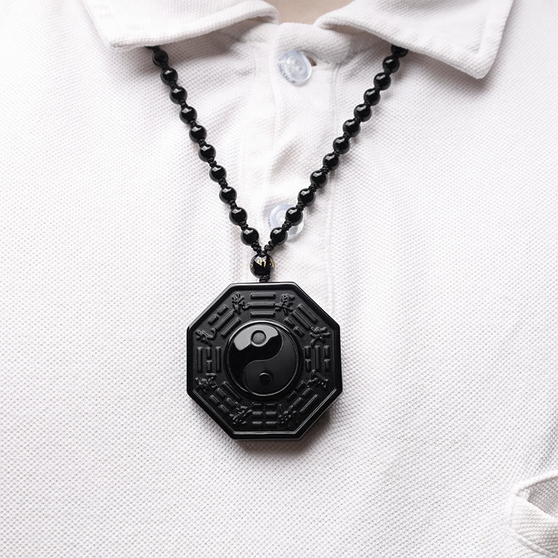 Collier pendentif Yin Yang en pierre d'obsidienne noire Buddha Stones - image 8