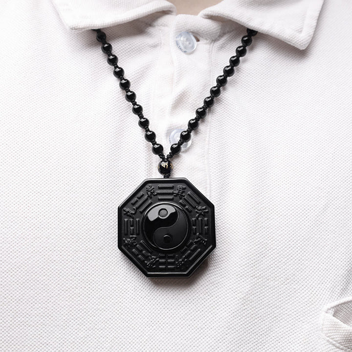 Collier pendentif Yin Yang en pierre d'obsidienne noire Buddha Stones - image 7