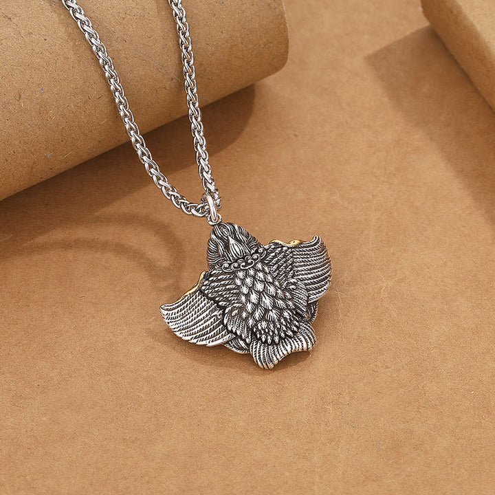 Collier pendentif de protection en cuivre avec oiseau Garuda et Buddha Stones du Tibet
