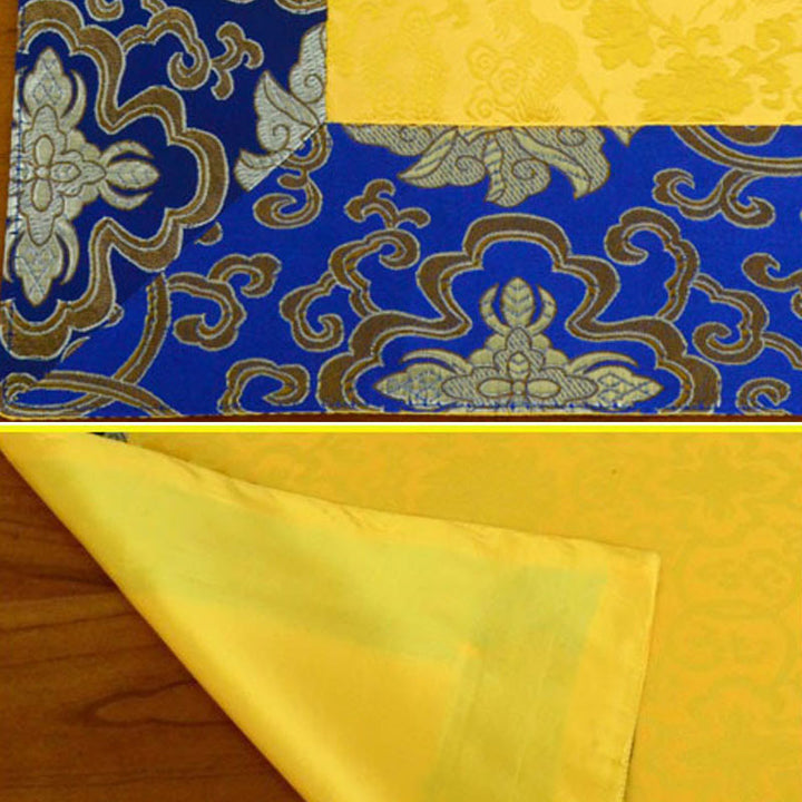 Chemin de table en brocart avec motif de fleur de dragon Vajra et symboles de bon augure