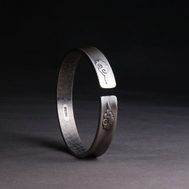 Bracelet d'équilibre et d'harmonie en argent sterling 999 Buddha Stones et nuages auspicieux Yin Yang