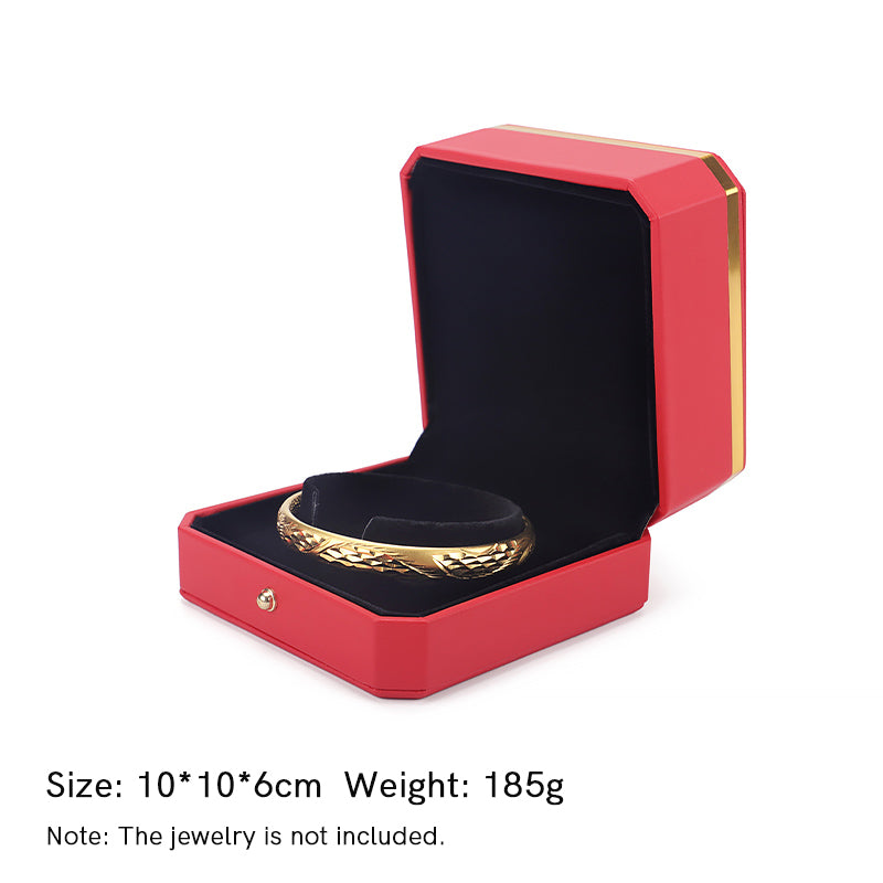 Coffret de rangement pour bijoux Coffret cadeau en cuir PU - Rouge - Boîte à bracelets (10*10*6cm) - image 21