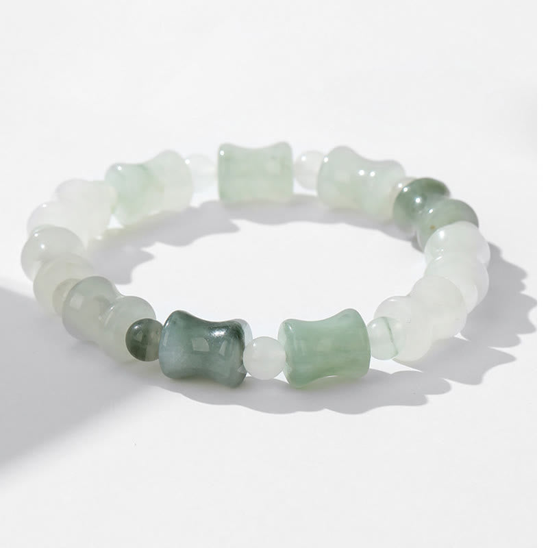 Bracelet porte-bonheur en jade et coquille de noix de coco Buddha Stones et motif bambou