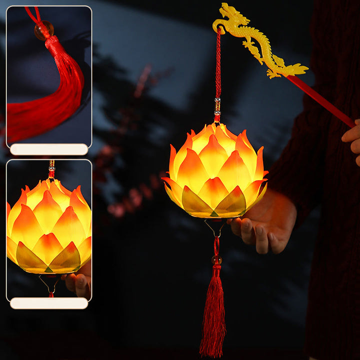 Lampe à pompon en forme de lanterne en forme de Buddha Stones et de fleur de lotus à faire soi-même