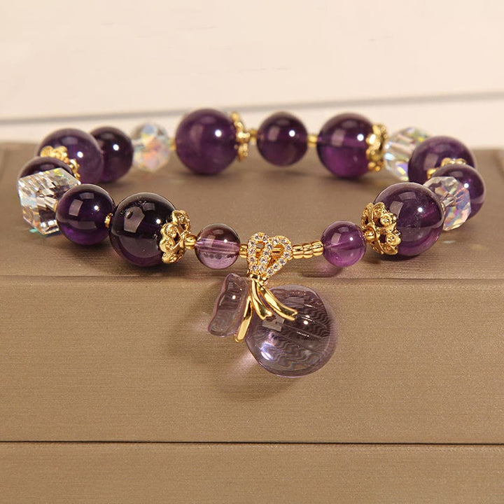 Bracelet porte-monnaie en cristal d'améthyste naturelle Buddha Stones