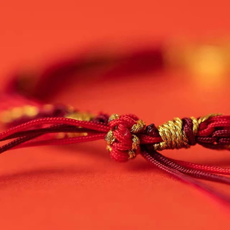 Bracelet tressé fait main en corde de protection avec nœud de réincarnation et Buddha Stones, cinq directions, dieux de la richesse