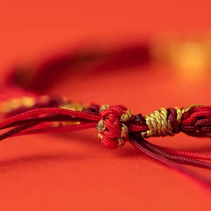 Bracelet tressé fait main en corde de protection avec nœud de réincarnation et Buddha Stones, cinq directions, dieux de la richesse