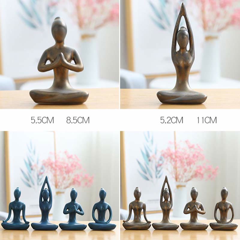 Exercice de méditation de yoga abstrait Céramique Figurine spirituelle Sculpture Décoration - image 18