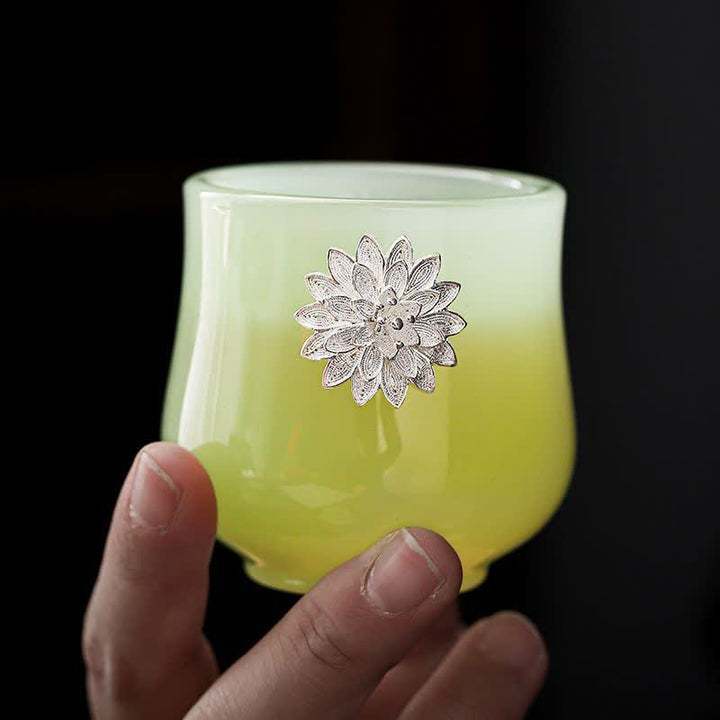 Tasse à thé en céramique Buddha Stones Lotus Dragon Phoenix Flower