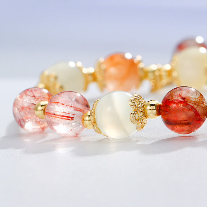 Bracelet de perles de bon augure en quartz rutile coloré œil de chat et zircon - image 7