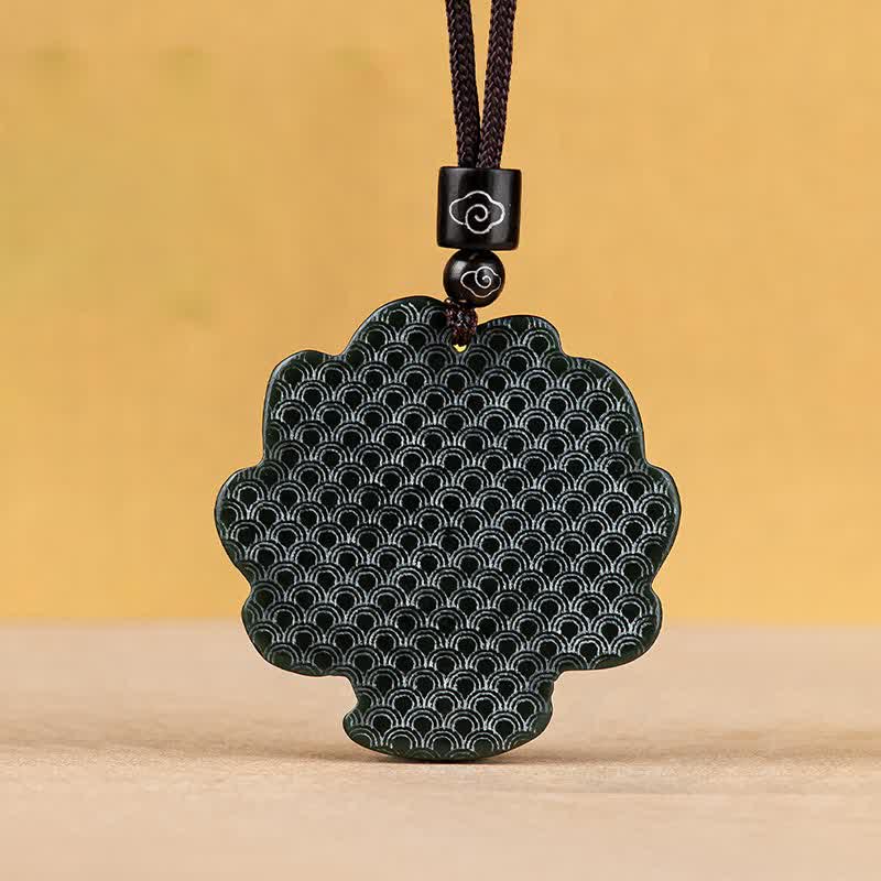 Collier pendentif porte-bonheur en jade cyan Hetian à neuf queues