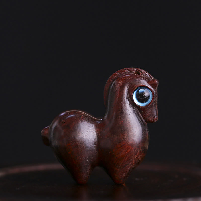 Buddha Stones Petite Feuille Bois de Santal Rouge Bois de Santal Vert Mini Cheval Porte-Bonheur Protection Décoration
