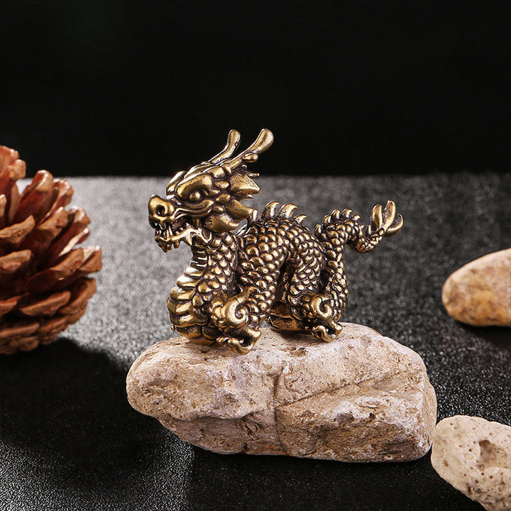 Buddha Stones Année du Dragon Petit Dragon en Laiton de Bon Augure Chance Succès Décoration de la Maison