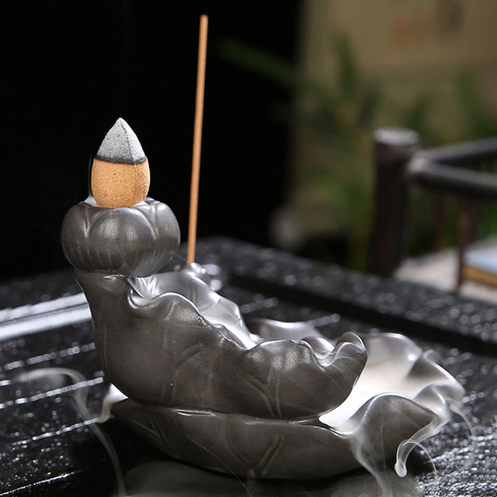 Brûleur d'encens porte-bonheur en forme de poisson Koi en Buddha Stones