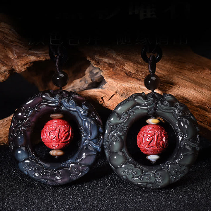 Collier pendentif de guérison en obsidienne arc-en-ciel naturelle PiXiu Cinabre FengShui Buddha Stones - image 7