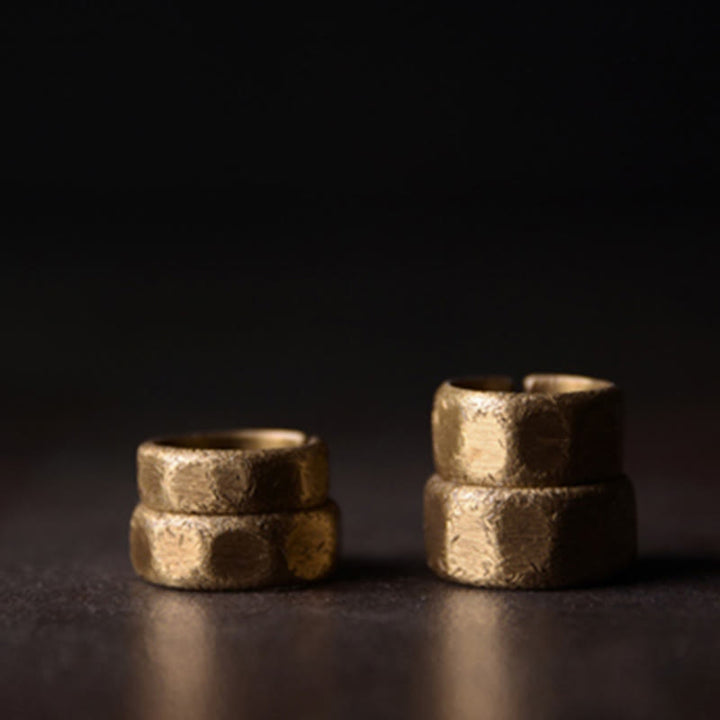 Bague de richesse tibétaine en cuivre et laiton givré au design simple