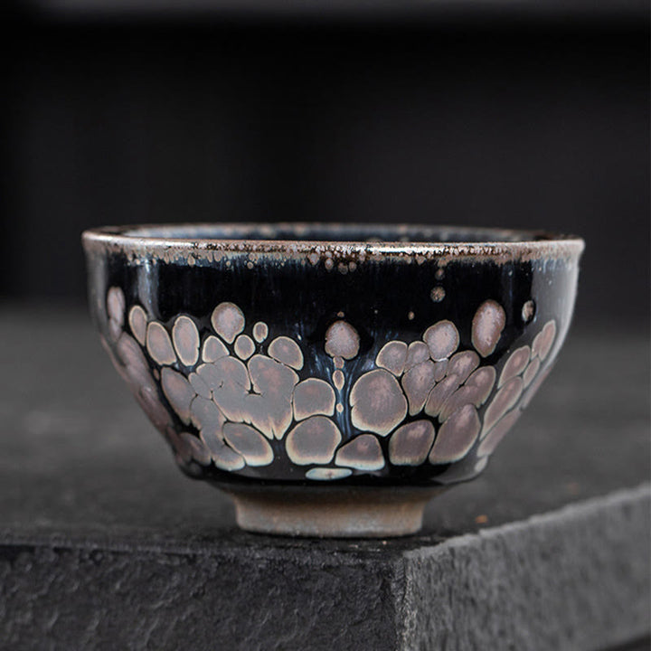 Tasse à thé en céramique chinoise Jianzhan Buddha Stones et fleurs de cerisier faites à la main Motif Sakura