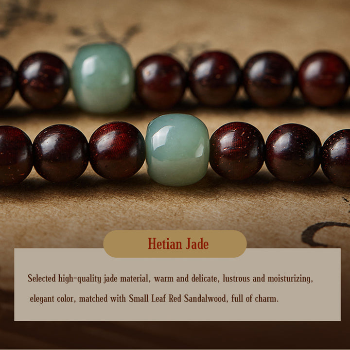 Buddha Stones Zodiaque chinois Bouddha natal 108 perles Mala Petite feuille Bois de santal rouge Agate rouge Bracelet de protection PiXiu
