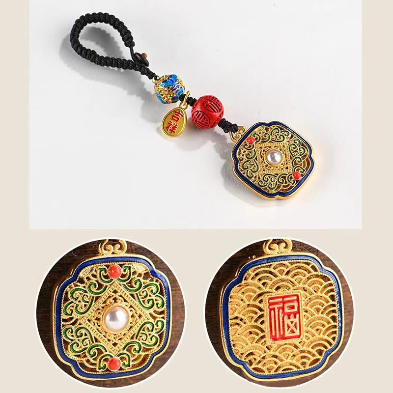 Porte-clés porte-bonheur Ruyi avec les Buddha Stones Fu