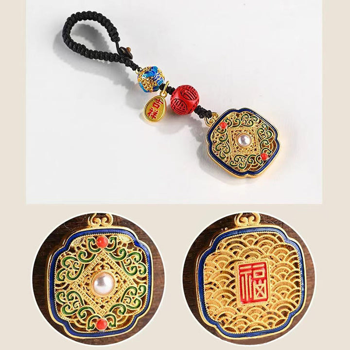Porte-clés porte-bonheur Ruyi avec les Buddha Stones Fu