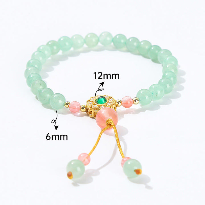 Buddha Stones Bracelet de perles de chance en Aventurine Verte