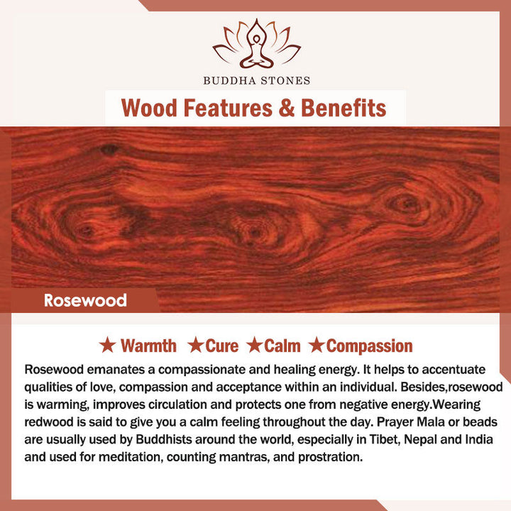 Bracelet de chaleur en bois de rose tibétain Buddha Stones (type aléatoire) - image 7