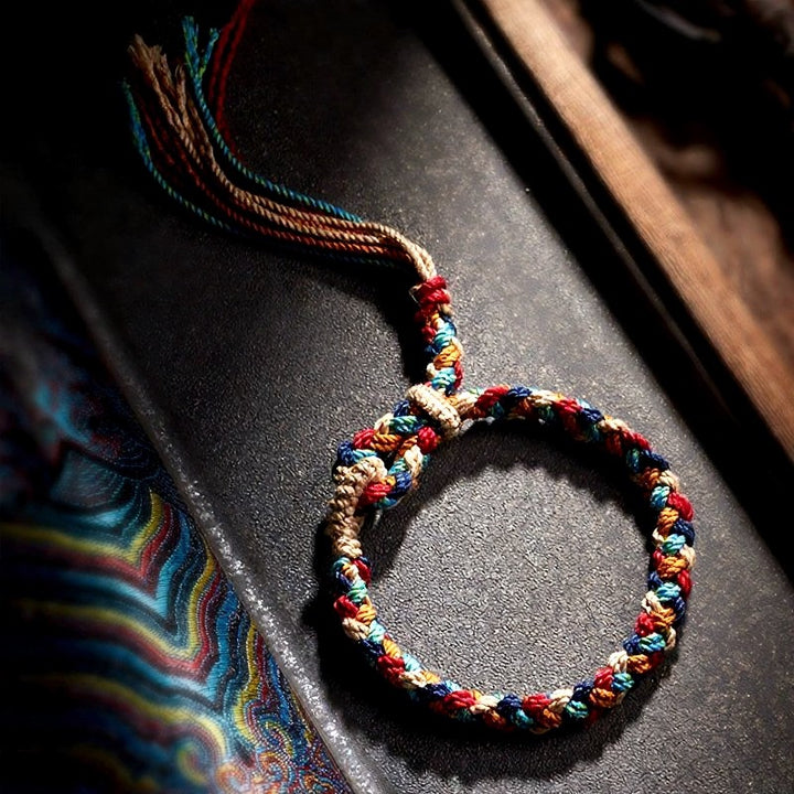 Buddha Stones Bracelet porte-bonheur tibétain multicolore tissé à la main - Multicolore (Tour de poignet : 14 à 17 cm) - image 0