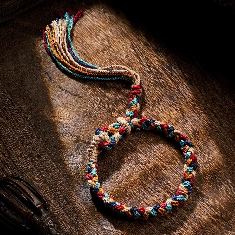 Buddha Stones Bracelet porte-bonheur tibétain multicolore tissé à la main - image 1