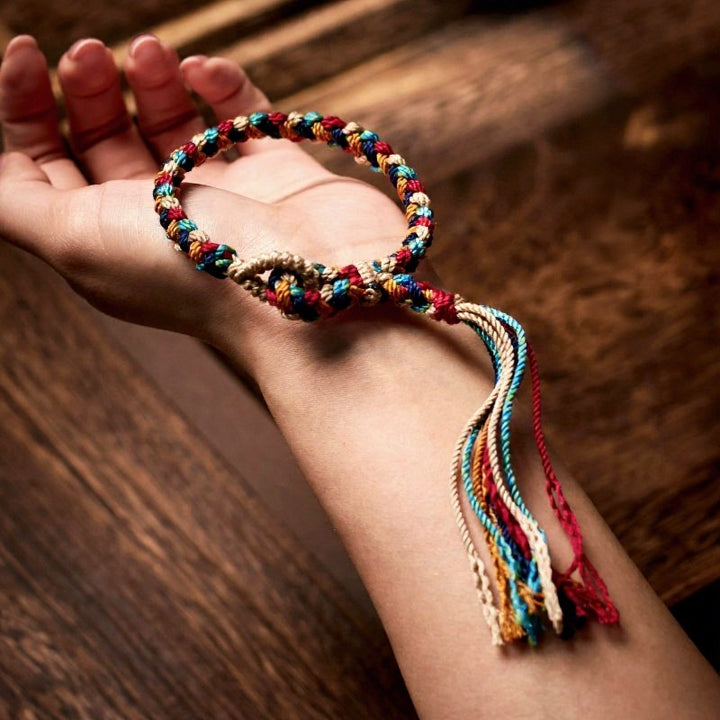 Buddha Stones Bracelet porte-bonheur tibétain multicolore tissé à la main - image 4